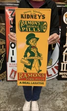 Antique Vintage Old Style Sign Ramons Kidney Pills Made in USA