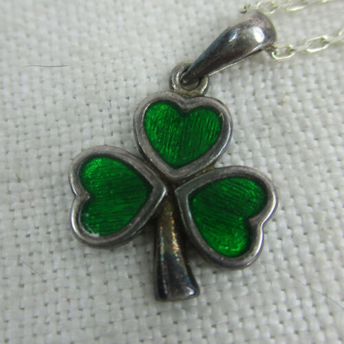 Clover Necklace Enameled Solvar Sterling Silver Chain 18 Inches Long
