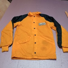 Vintage Swingster Pfizer Genetics Jacket Men XS Yellow Sherpa Lined Snap Bomber