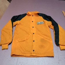 Vintage Swingster Pfizer Genetics Jacket Men XS Yellow Sherpa Lined Snap Bomber