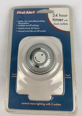 24 Hour Timer FIRST ALERT Dual Outlets Multiple Settings Lighting Control NEW