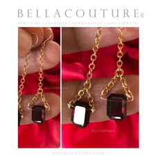 $595 NEWBC® 14K YELLOW GOLD NATURAL GARNET VICTORIAN EMERALD VTG DANGLE EARRINGS