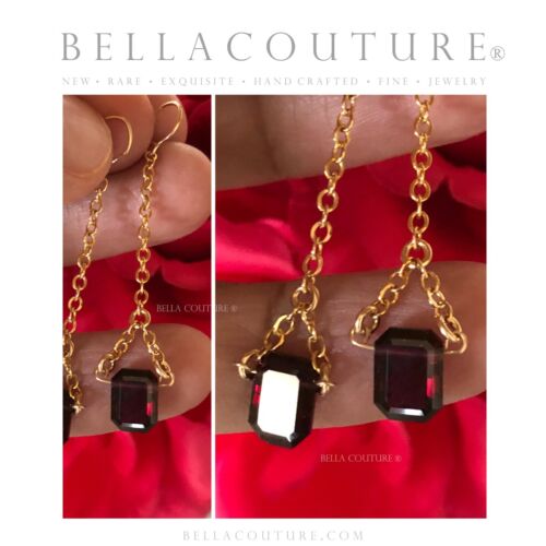 599 $ SELTENE SELTENE 14K GELBGOLD NATÜRLICHER GRANAT SMARAGD VINTAGE OHRHÄNGER