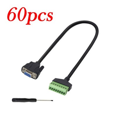 60pcs DB9 D-SUB 9 Pin Female to 8 Pin Screw Terminal Adapter Connector Cable 1ft