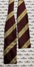 BROOKS BROTHER Silk Maroon With Gold Stripes With Square Ends “Gatsby” Bow Tie
