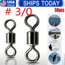 100/50x Rolling Barrel Swivel 220 lb Fishing Swivels Solid Ring # 3/0 &&&