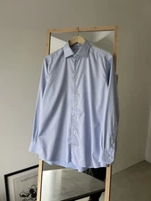 ETON Light Blue Shirt Wide Spread Collar Luxury Cotton Slim Fit Size 41/16/L