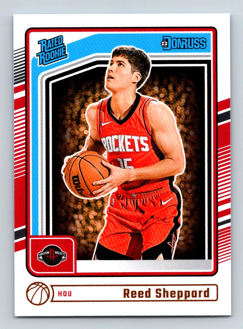 #202 Reed Sheppard 2024-25 Donruss Rated Rookie Base _ RC Rockets