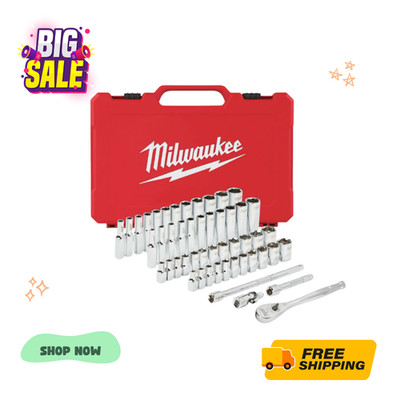 [FASH SALE] Milwaukee 1/4'' Drive 50pc Ratchet & Socket Set - SAE & Metric NEW