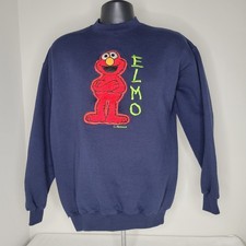 VTG Elmo Embroidered Applique Sweatshirt Size Large Henson Sesame Street Y2K