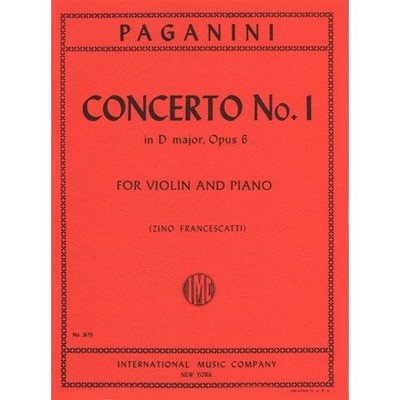 PAGANINI NICCOLO CONCERTO NO1 IN D MAJOR OP 6. FOR VIOLIN *Excellent Condition*