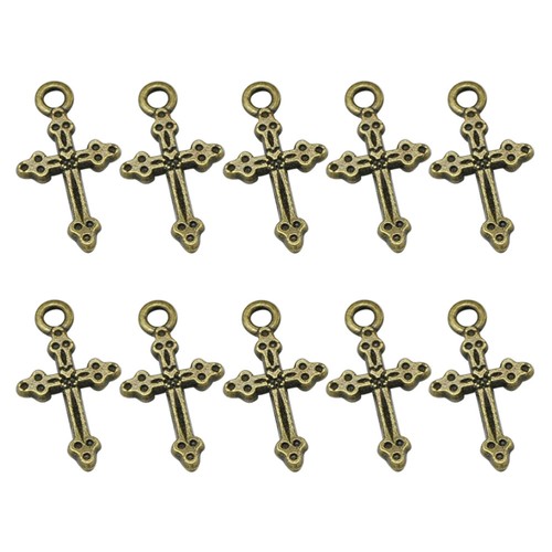 10pcs Alloy Cross Shape Pendants Charms DIY Jewelry Making Accessory for - Picture 10 of 12