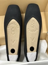 New Vivaia Margot 2.0 Black Square Toe V-Cut Flats Black Size US 7/M