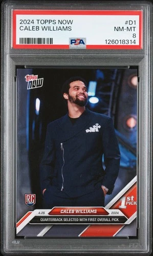 Caleb Williams 2024 Topps Now #D1 1st Pick Rookie PSA 8 Chicago Bears RC