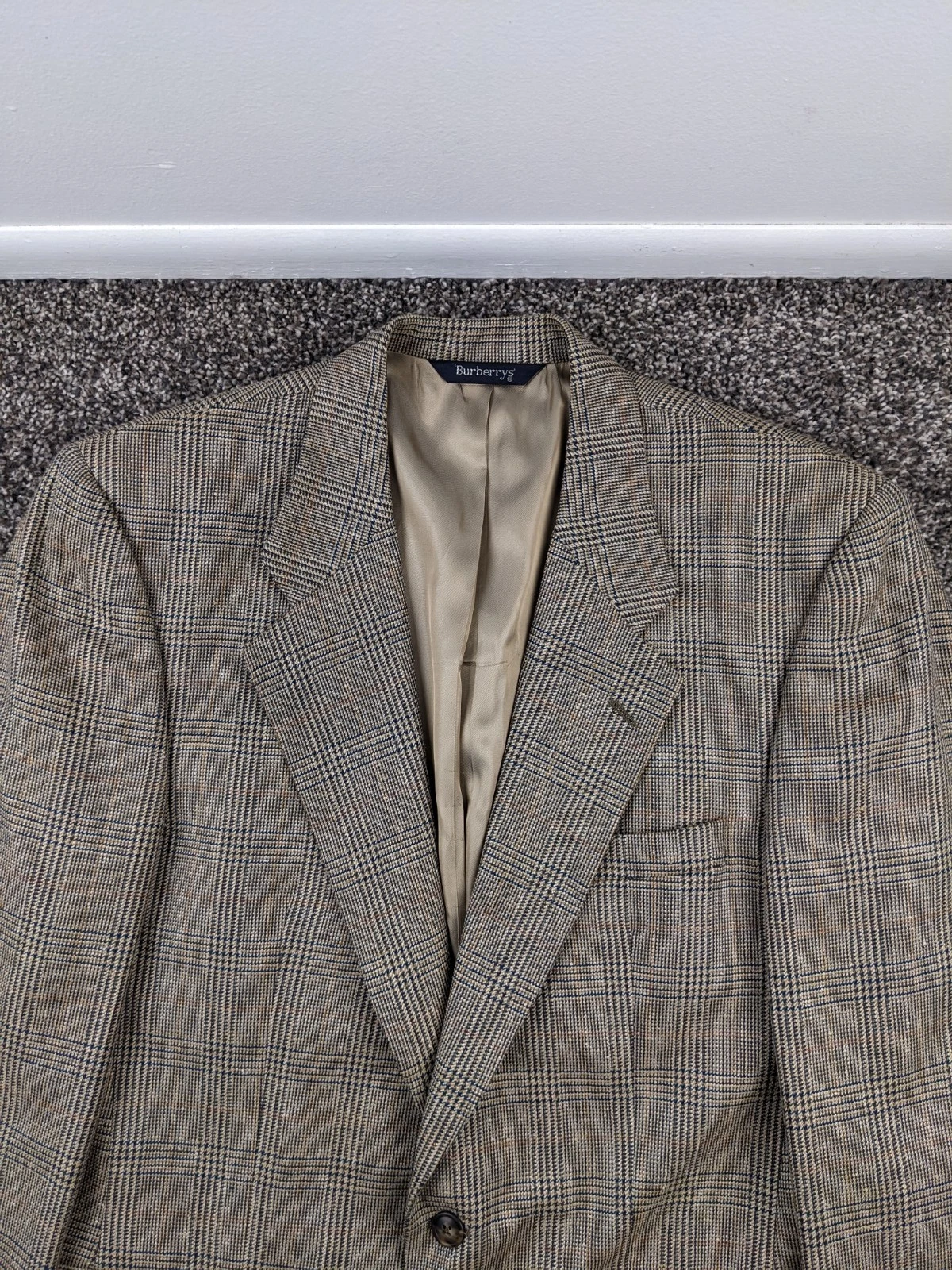 Cappotto sportivo vintage Burberry tweed lana Glen plaid multicolore 40R made in USA