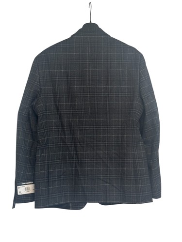 Karl Lagerfeld Paris Mens Modern fit Sport Coat Blazer 42 L Black Plaid Stretch - Picture 2 of 3