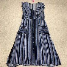 NWT Xhiliration Button Front A-Line Dress Women's Large Multi Striped Pockets
