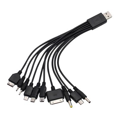 Black 10 in 1 Universal USB Cable, Multiple Charging Cable for... 