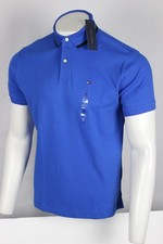 Tommy Hilfiger Men's Regular Fit Polo Short Sleeve Shirt Cobalt Blue Logo