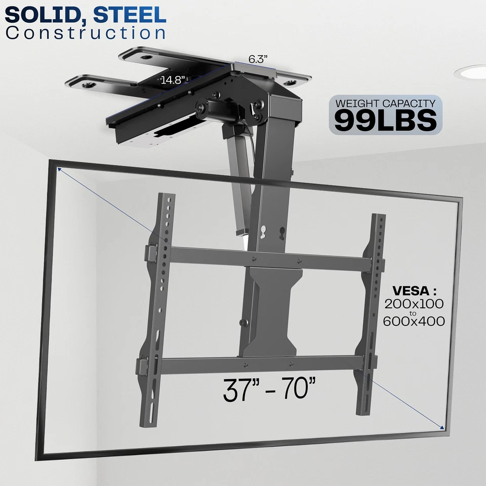 VIVO Electric Flip Down and Swivel Ceiling TV Mount for 37 to 70 inch Screens - Image 3 of 4
