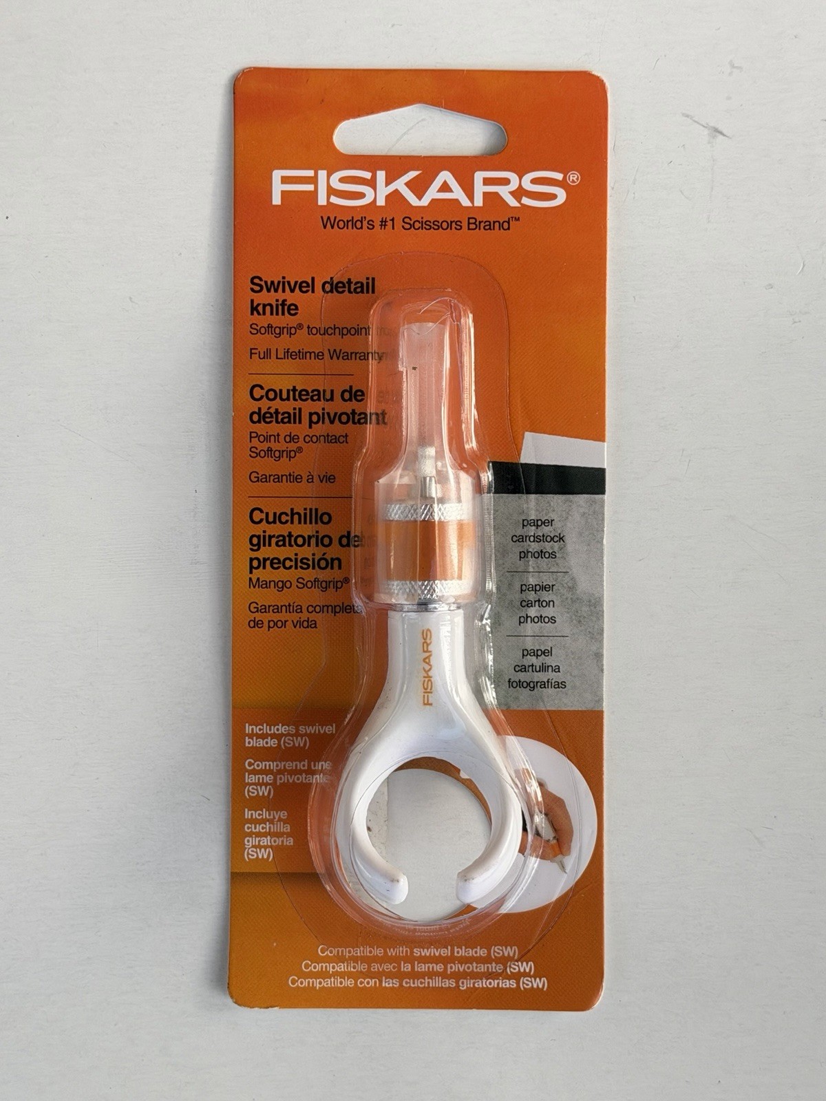 Fiskars Fingertip Swivel Detail Knife-Orange/White