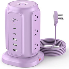 USB C Power Strip Tower, 9 AC Outlets and 5 USB Ports Power Tower, 1200J Surge