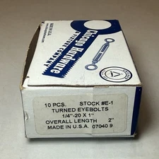 Qty 10 Chicago Hardware #E-1 Turned 1/4"-20 x 1" Eyebolts 07040 9
