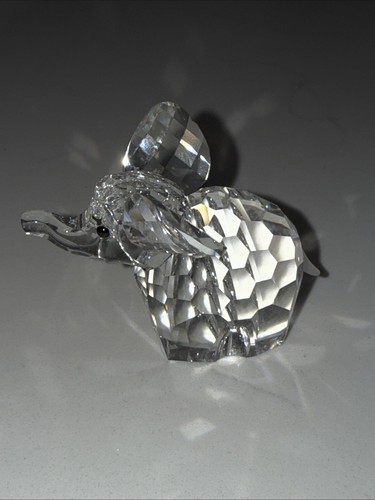 Swarovski Crystal Baby Elephant Figurine Frosted Tail 1.5" Big Ears 7640 Box - Picture 9 of 13