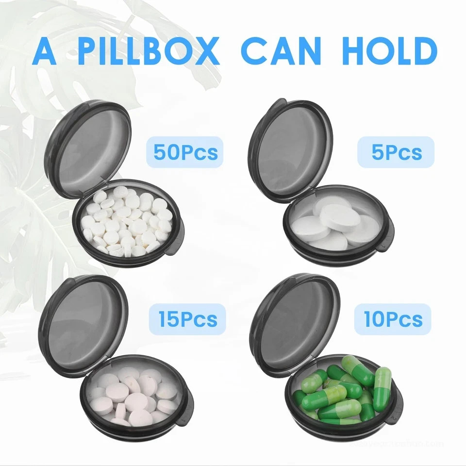 5PCS Small Pill Box,Travel Round Pill Case,Portable Pill Container Holder
