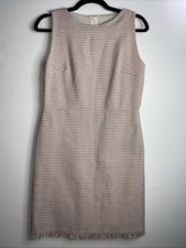 ** Loft  8P~ Tweed Fringe Sheath Dress in Pink Multi~