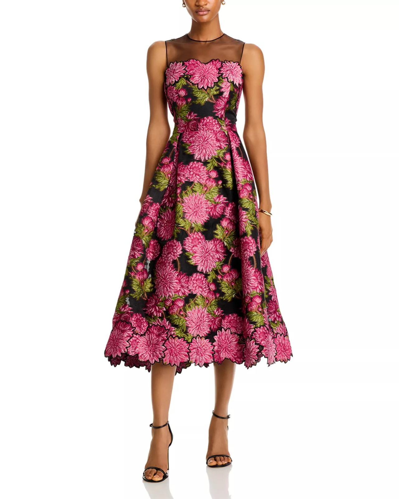 Teri Jon by Rickie Freeman Floral Jacquard Fit & Flare Dress MSRP $810