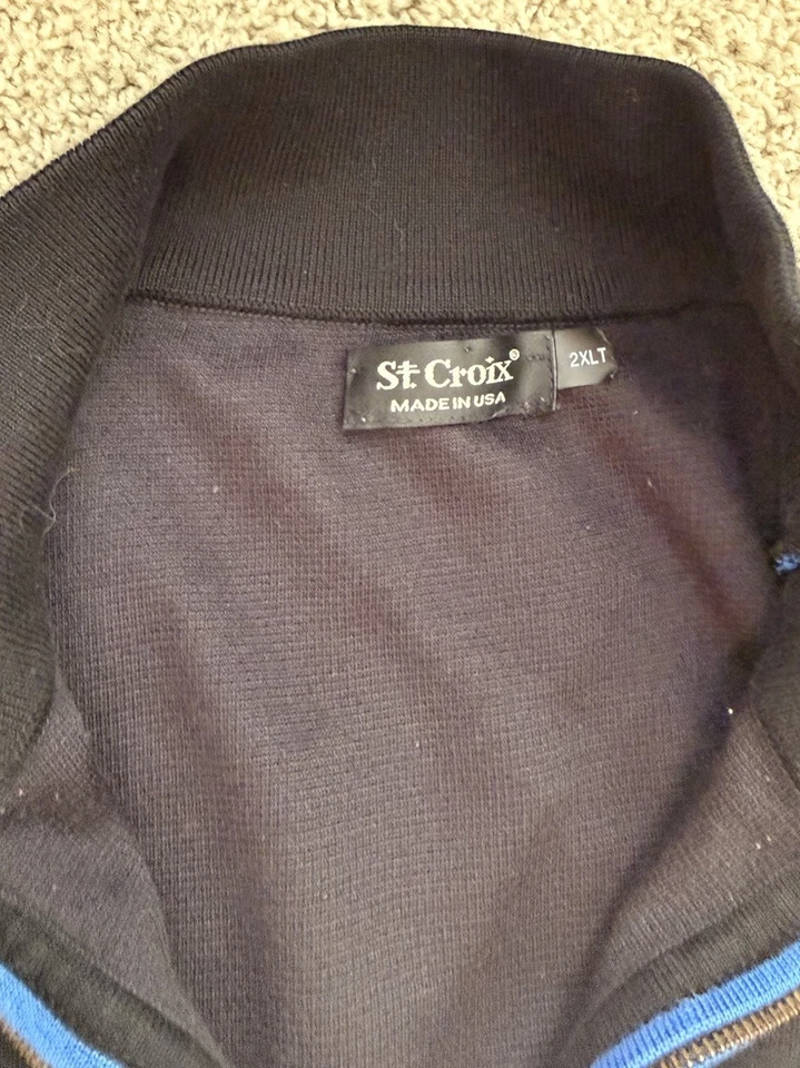 Suéter para hombre St Croix negro vintage con cremallera en cuarto talla 2XLT Foto 3 de 4