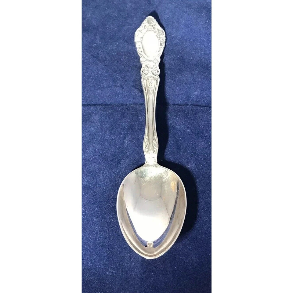 Gorham Silver Plate 8 1/2" Serving Tablespoon 1977 Queen's Grace Floral Design Foto 2 de 4