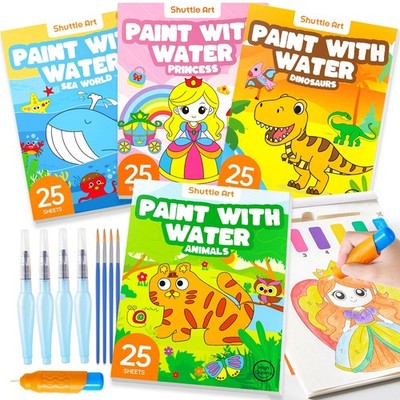 Paint with Water Coloring Book for Kids, Pack of 4, 100 Sheets Watercolor Pai...