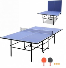 9Ft Full Size Outdoor Ping Pong Table Collapsible  Portable Table Tennis w/ Net