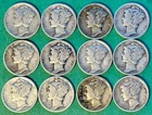 1942 / 1944 P-D-S Winged Liberty Silver Mercury Dimes  (Set of 12 coins)