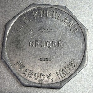 Kansas, Peabody L. D. Kneeland Grocer Aluminum Token 50¢ Merchandise 254647