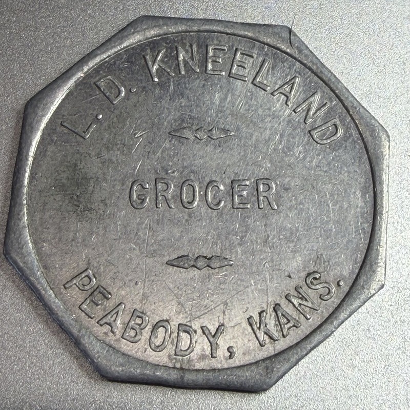 Kansas, Peabody L. D. Kneeland Grocer Aluminum Token 50¢ Merchandise 254647