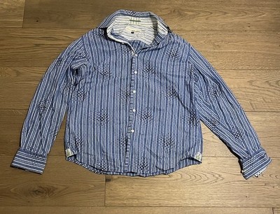 Luxury Equilibrio Men s Blue & White Striped Button Up Shirt Size M