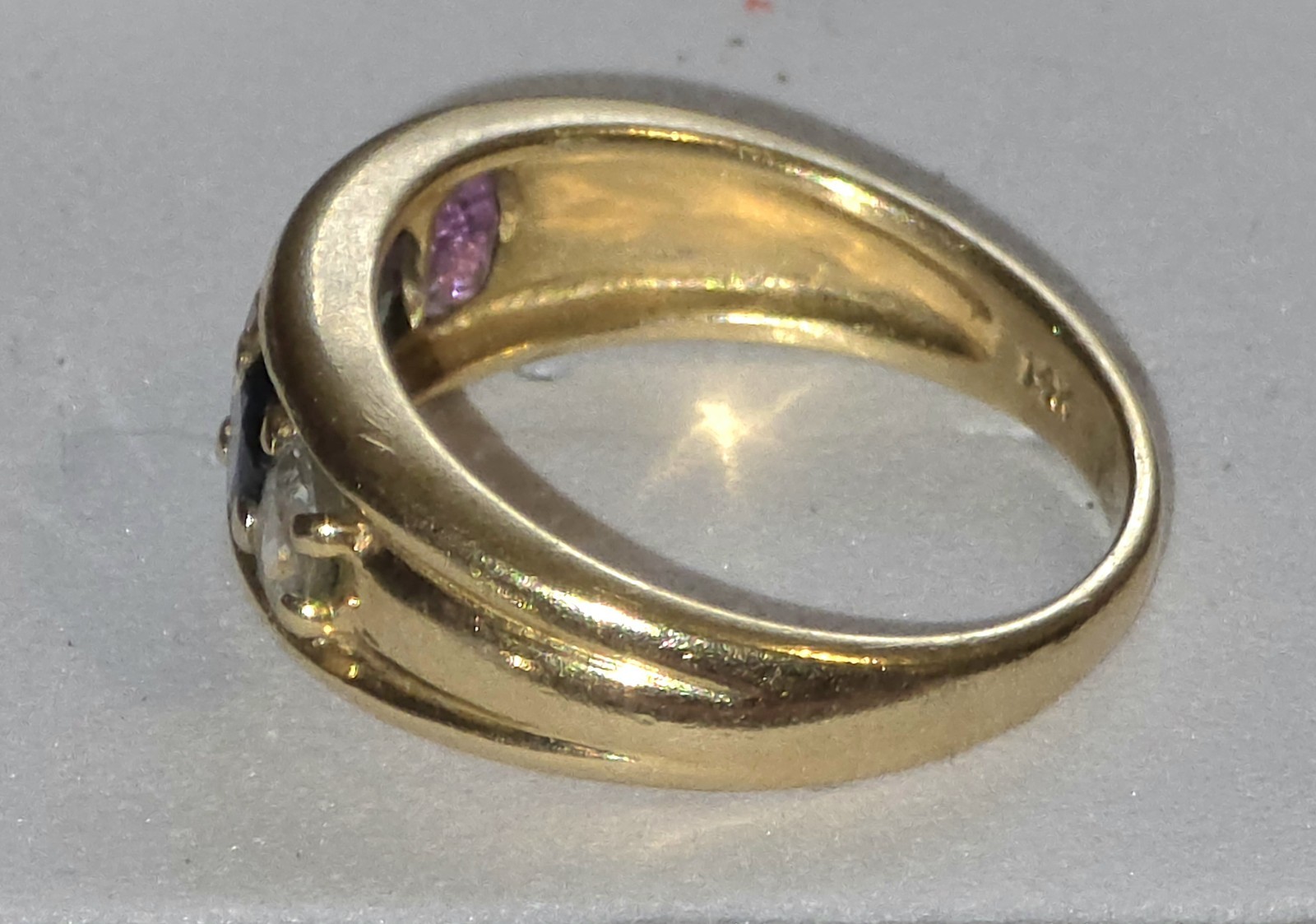 14k SOLID YELLOW GOLD RAINBOW MULTI STONE GEMSTON… - image 2