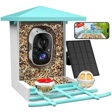 Smart Bird Feeder with Camera, AI Identify 16,000+ Birds, 5W Bright Green
