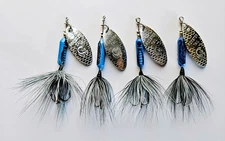 4 Worden's Original Rooster Tail Inline Spinners 1/8 oz Blue Alderfly Rare Color