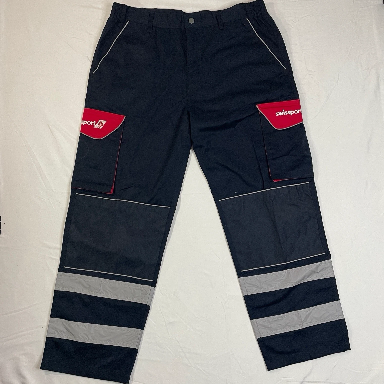 Vintage Swissport Men's 40R Utility Cargo Work Pants Reflective