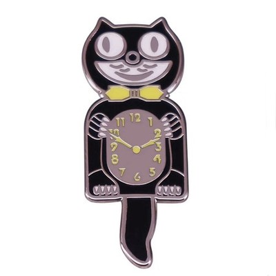 Kit Cat Klock Enamel Pin - Classic Retro Kitty Clock Eyes Tail Tick-Tock