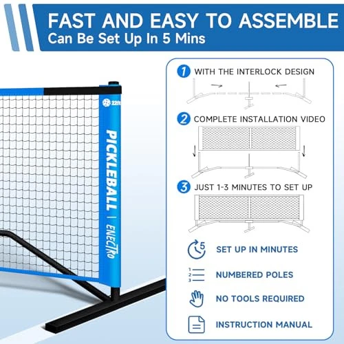Pickleball Net, 22FT Regulation Size Portable Pickleball Net for Driveway, Pickleball Net, 22FT Regulation Size Portable Pickleball Net for Driveway,