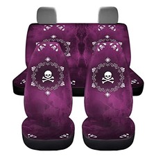 Boho Skull Print Car Seat Cover Full Set For Women Men Boho Skull - Purple Boho Skull Print Car Seat Cover Full Set For Women Men Boho Skull - Purple