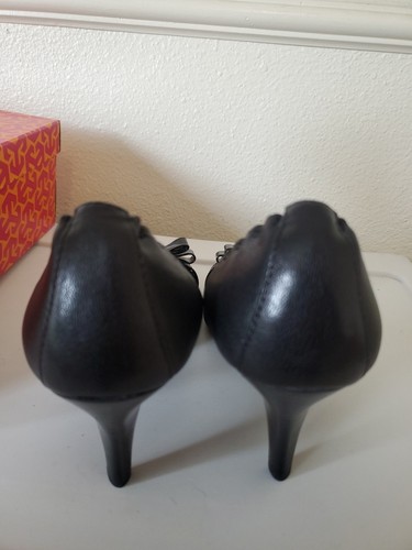 Zapatos de tacón Tory Burch Romy Ribbon originales de cuero negro talla 8,5 en caja - Imagen 6 de 20