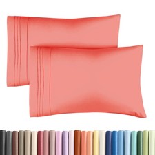 2 Pack Queen Size Pillow Covers, Luxury Hotel Grade, Stain Resistant, Pink
