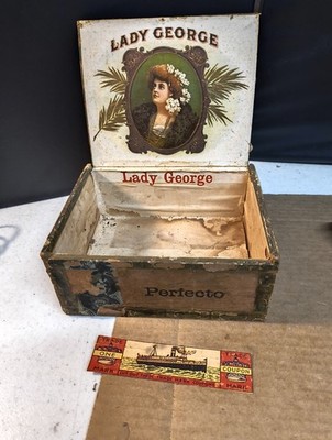Very Old Lady George cigar box & Coupon 6.5'' x 5.25''