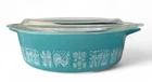Vintage Pyrex Turquoise Amish Butterprint 471 Round 1 Pt Lidded Dish 470-C Lid